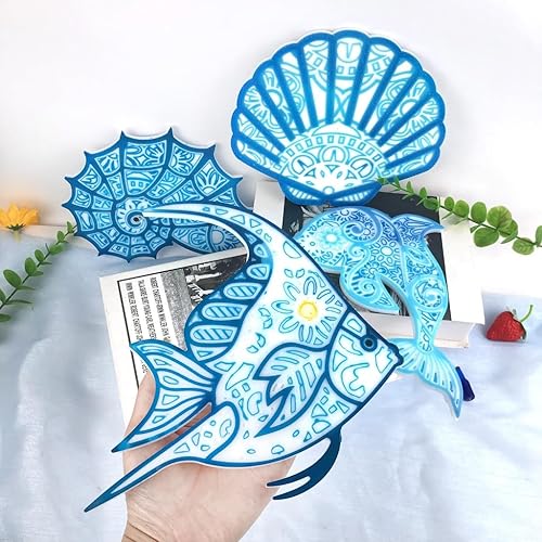 Miniatura 5 de XiaoSpace Molde de silicona para colgar en la pared, diseño de tortuga, adornos de escritorio, molde de resina epoxi, transparente