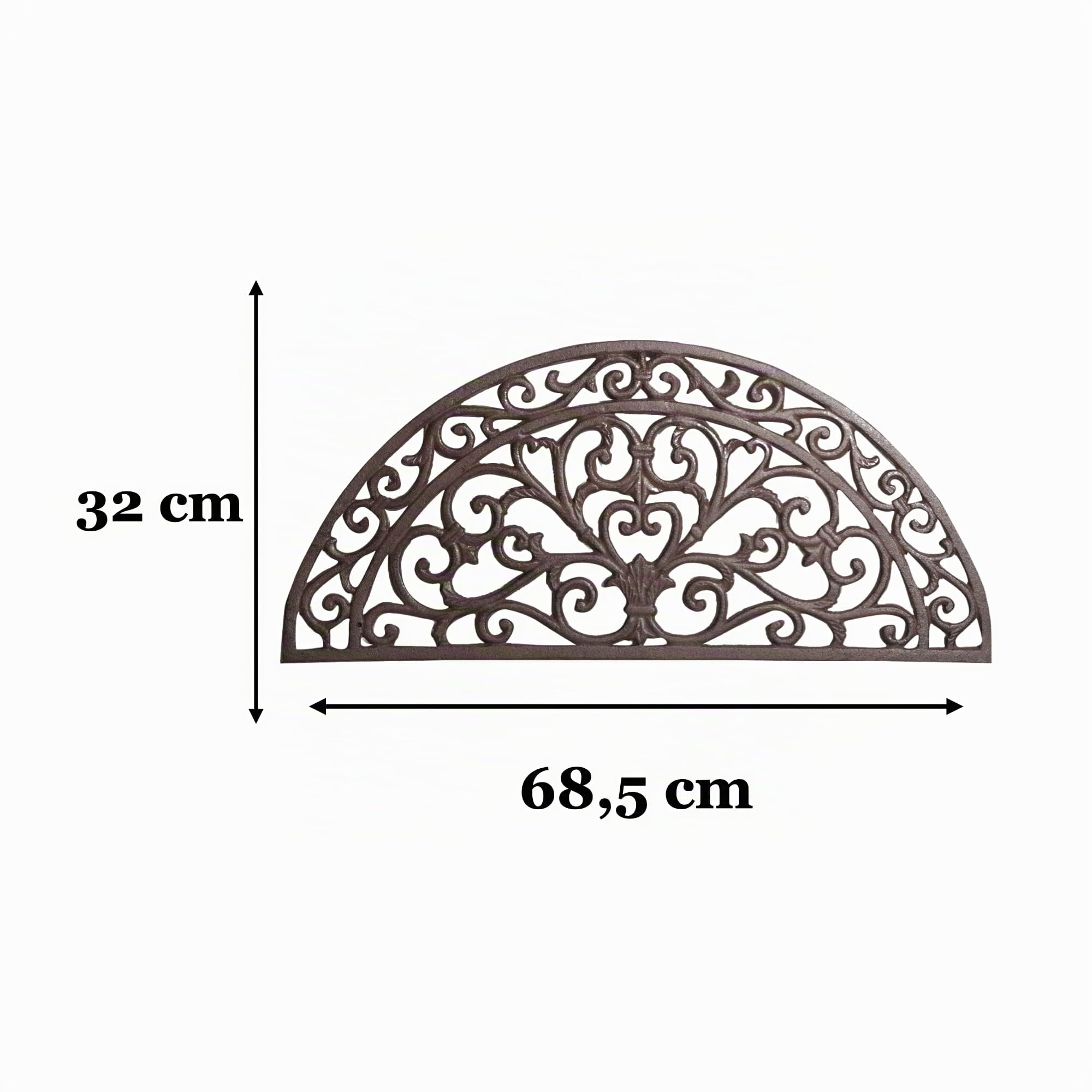 Biscottini Zerbino ghisa grande 68,5x32x1,5 cm - Zerbino ingresso esterno - Zerbini in ghisa esterno - Tappetino ingresso casa mezzaluna - Pulisci scarpe metallo