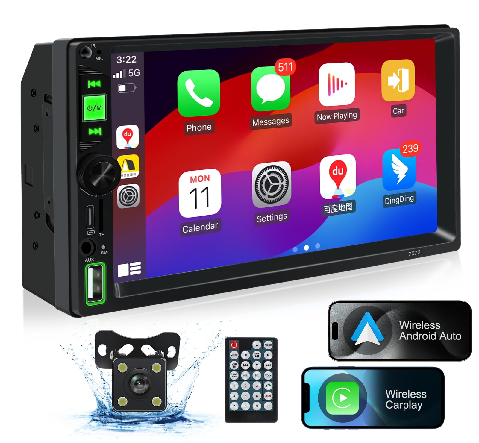 カーオーディオ APP CAST ll Amazon.com: Double Din Car Stereo with Type-C Changer