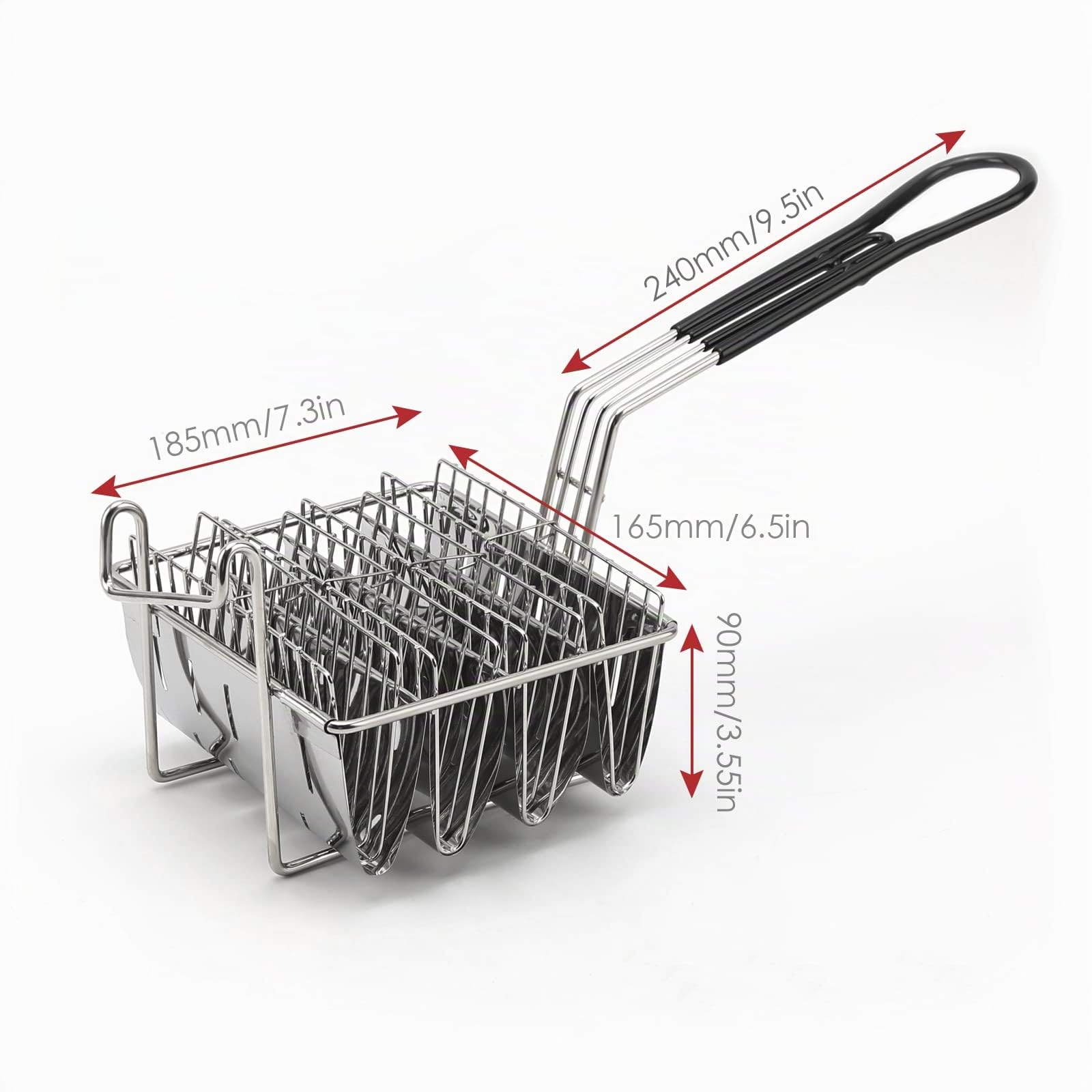 Taco Freidora Cesta de Acero Inoxidable, Soporte para Taco de 4 Tacos con Mango Extraíble | Apto para lavavajillas Taco Schalen Former para tacos perfectos, utensilios de cocina para gastronomía y hogar