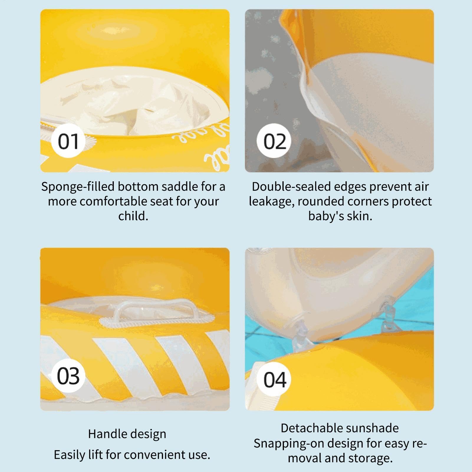 Flotteur Bebe - Siège Anneau Natation Gonflable avec Canopée,Bouees Piscine pour Enfant avec Protection, Design Anti-Bascule Démontable, Pare- Pliables pour La Plage du Printemps Flotteur Bebe - Siège Anneau Natation Gonflable avec Canopée,Bouees Piscine pour Enfant avec Protection, Design Anti-Bascule Démontable, Pare- Pliables pour La Plage du Printemps