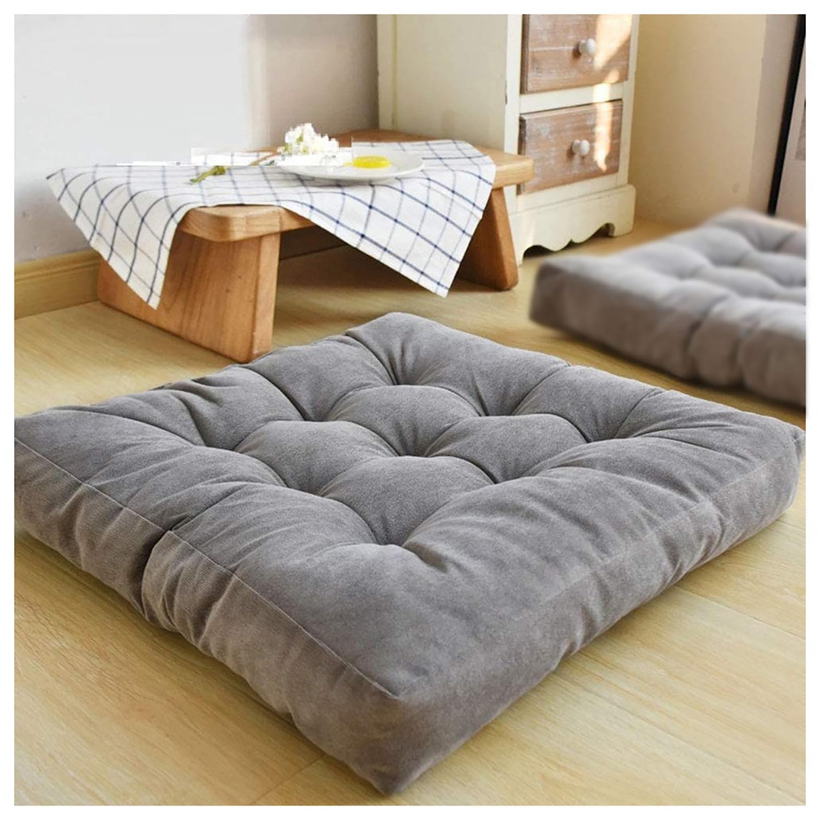 RRRYYYZZ Dining Chair Cushions Floor Pillow 22 * 22 * 4in Corduroy Fabric Floor Sitting Cushions for Yoga Living Room Balcony Outdoor,Grey