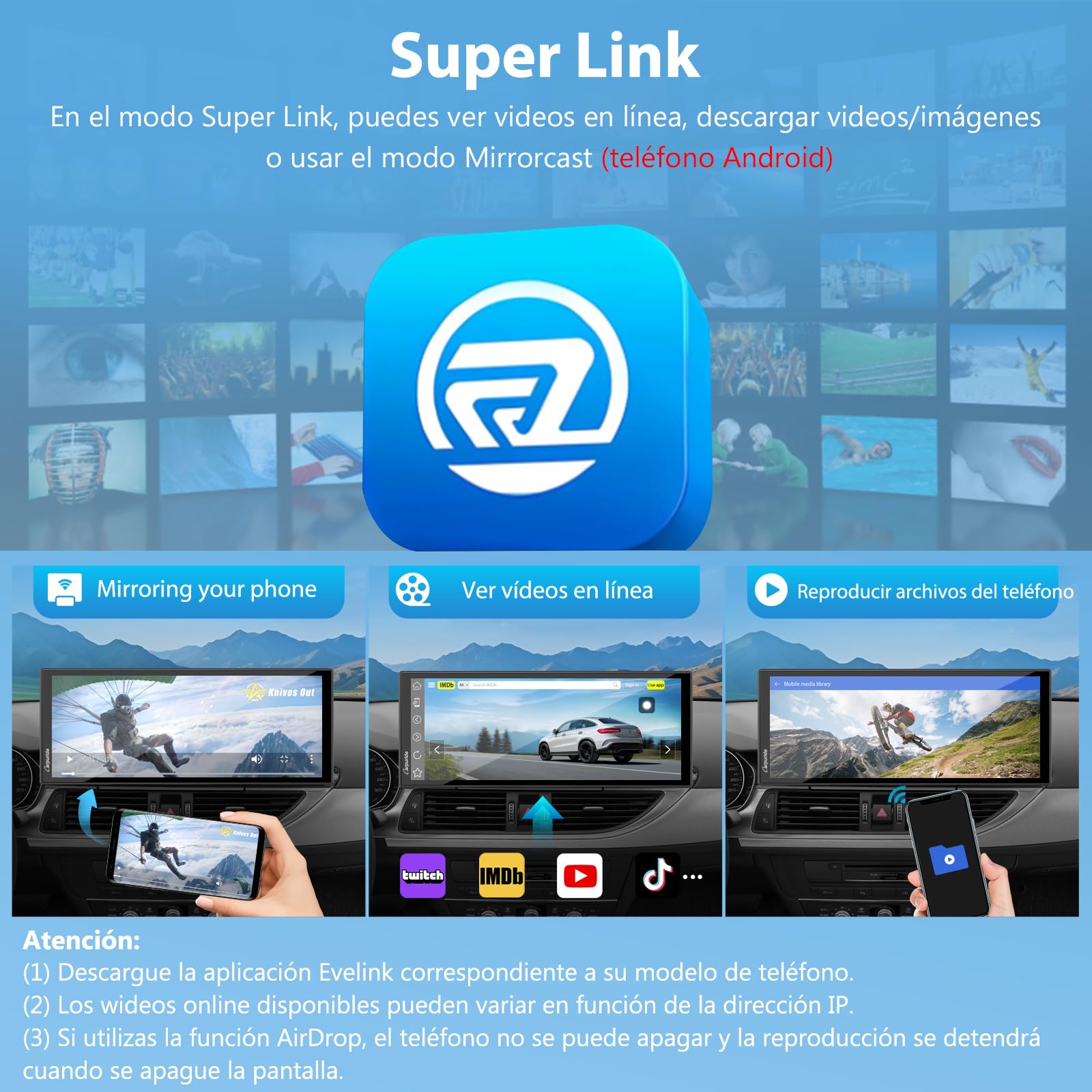 Carpuride W125S Carplay Pantalla con 3 Canales Tablero Cámara, 4K Frontal &1080P Trasera Cámara, Inalámbrico Carplay y Android Auto, 11,26" HD Táctil Pantalla, Grabación en Bucle, Bluetooth.