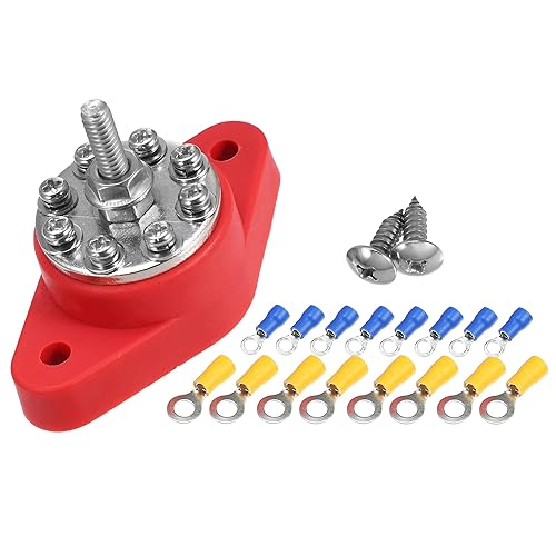 X AUTOHAUX 1 juego de bloques de distribución de energía de 14 pulgadas, barra de autobús de 8 puntos, 16 tornillos bloque de terminales para barco, disponible en Yaxa Guatemala