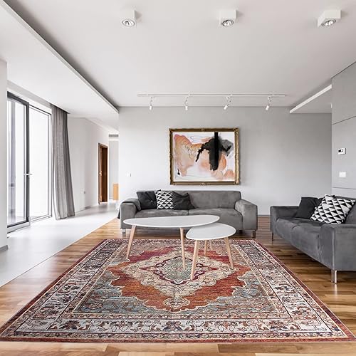 TEWWET Alfombra de pasillo antideslizante con respaldo de goma lavable a máquina estilo bohemio vintage para cocina dormitorio entrada alfombra