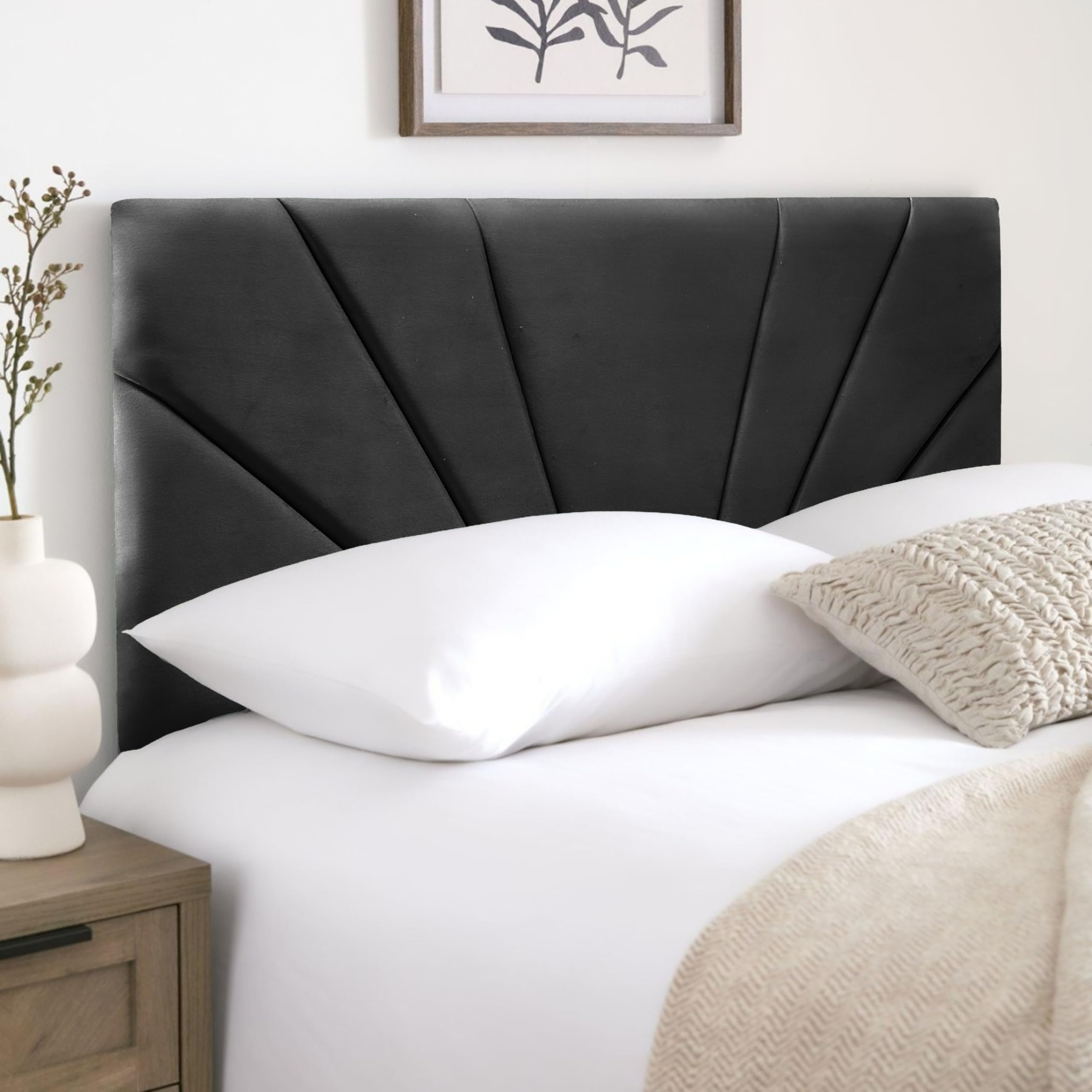 HB-1 Headboards for Beds – Butterfly 24'' Divan Bed Headboard – Headboards for Divan Beds, Bedroom & Hotel Furniture, Elegant Soft Plush Fabric Head Board