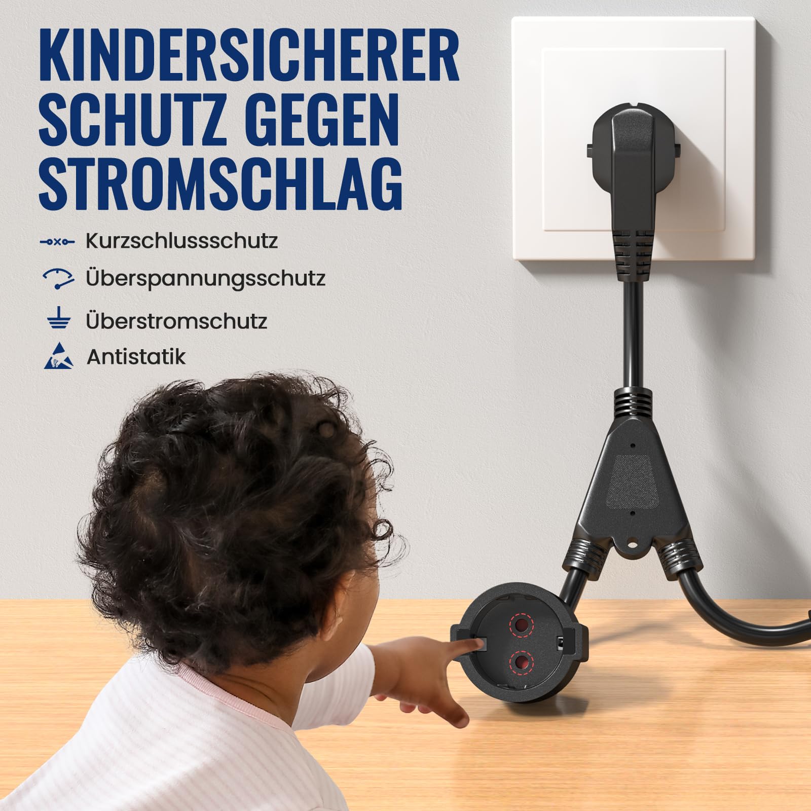 Schuko stekker met schakelaar, 3 stuks geaarde, Europese stekker kunststof 250V (16A), IP20 voor gebruik binnenshuis, wit