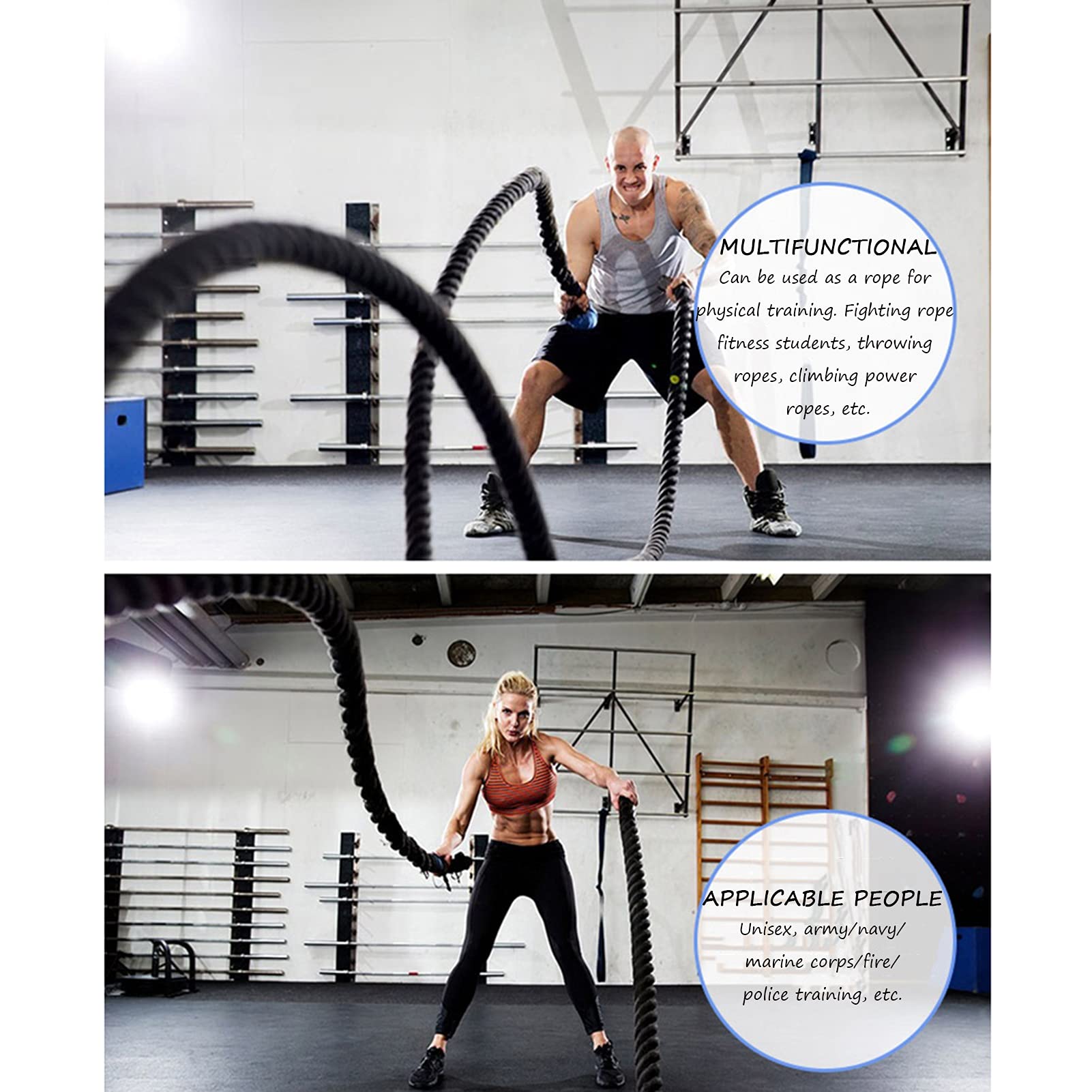 battle rope Corda da Addestramento Battle Ropes Ø25mm, Attrezzatura per Funi Sportive Pesanti In Poly Dacron per La Ginnastica Domestica per La Costruzione Muscolare di Strength Fitness Studio, Verde