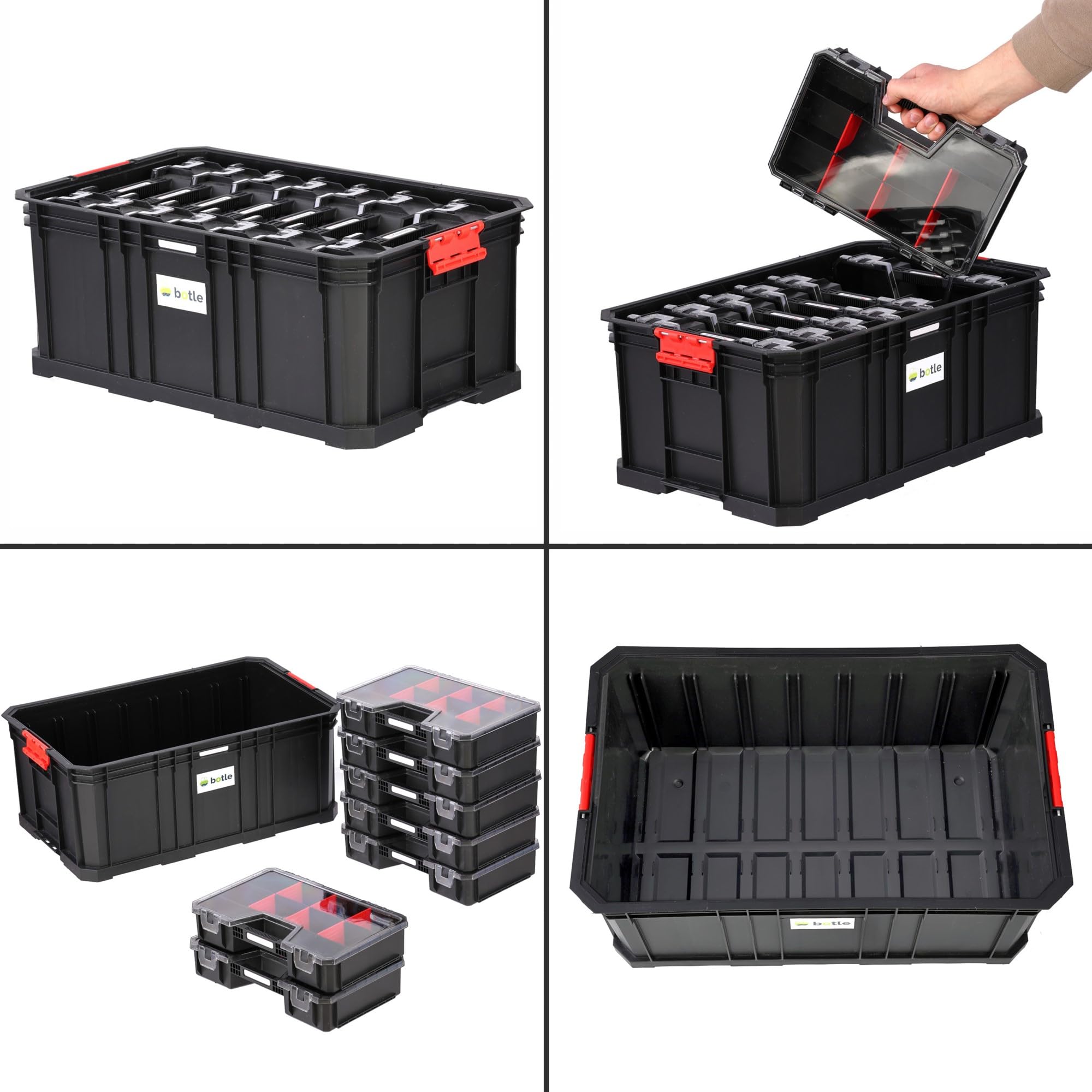 Set 9 in 1 piattaforma da parete con 7 organizer, set da officina modulare serie Basic