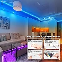Vista 6 de dalattin Luces LED para dormitorio de 400 pies, tira de luces LED inteligentes con control remoto de aplicación, tiras de luz LED RGB, tira de luces