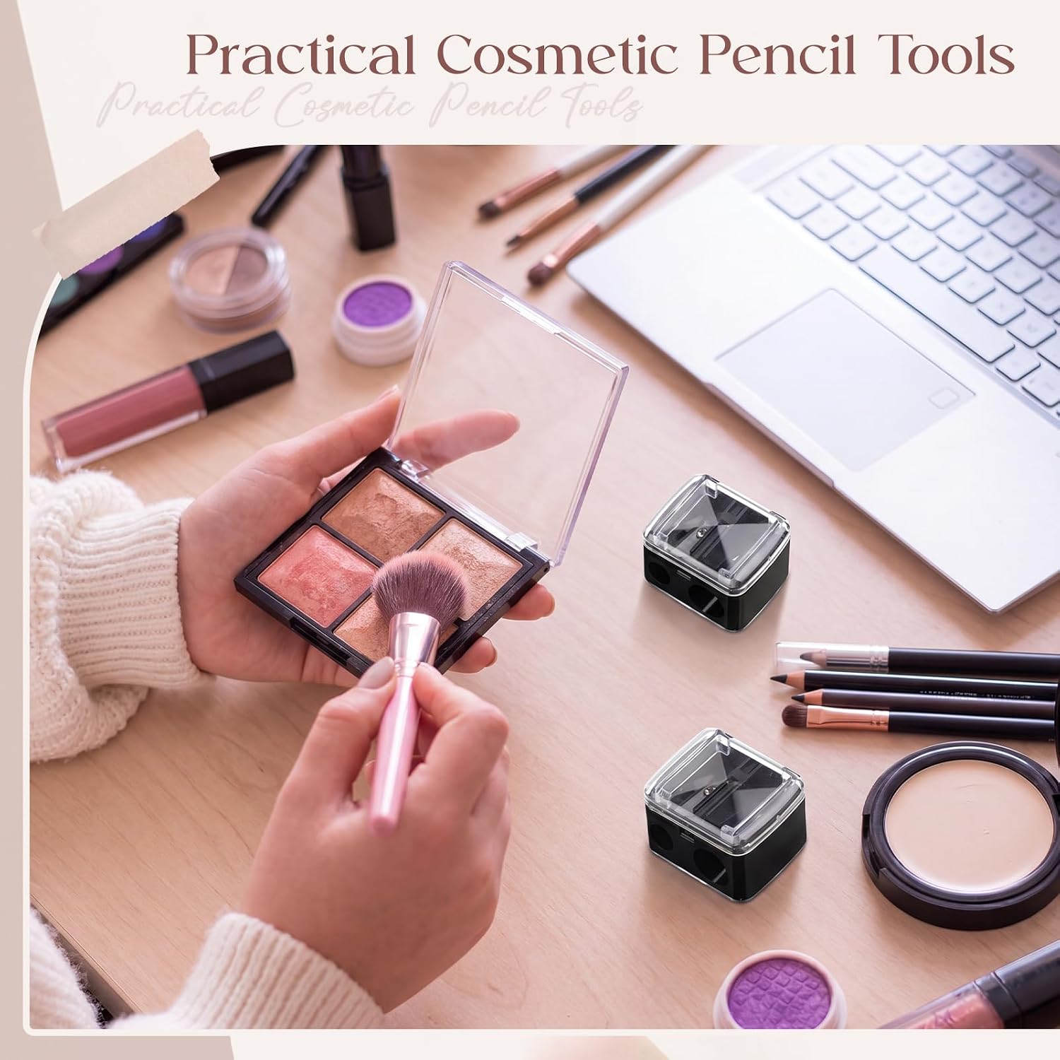 24 Pcs Eyeliner Sharpener Dual Makeup Pencil, Lip Liner Sharpeners Makeup Pencil, Eye Sharpener Cosmetic Tools Device for Eyeliner Lip Liner Brow Black