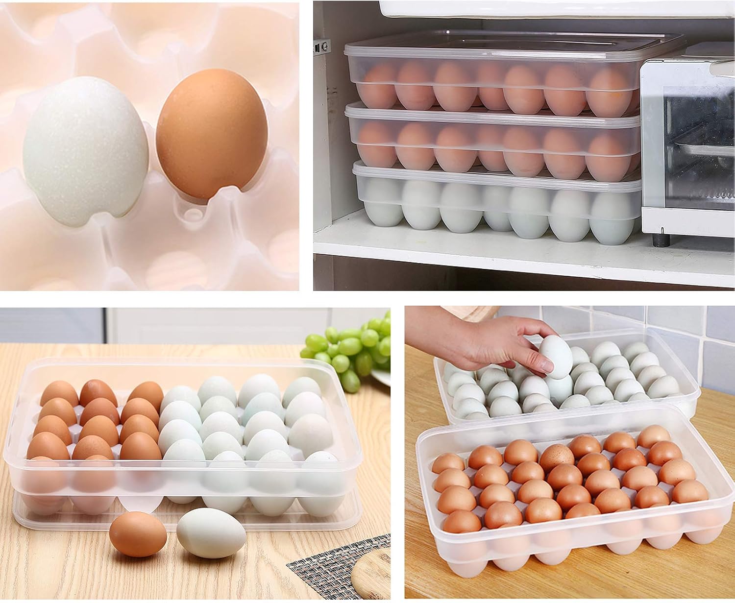 Egg Storage， Egg Container For Refrigerator Fridge Organization and Storage Containers Transparent Box 34 Grid,1 pc