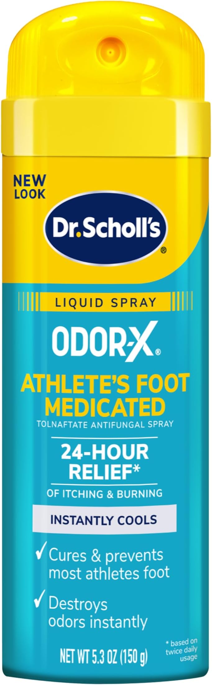 ODOR-X ATHLETE'S FOOT MEDICATED LIQUID SPRAY, 5.3 oz // 24-Hour Relief of Itching & Burning, Instantly Cools, Cures & Prevents Most Athlete's Foot, Destroys Odors Instantly
