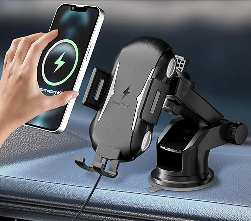 Cargador inalámbrico de coche de 15 W con sujeción automática para coche, carga rápida, ventilación de aire, soporte de teléfono compatible con