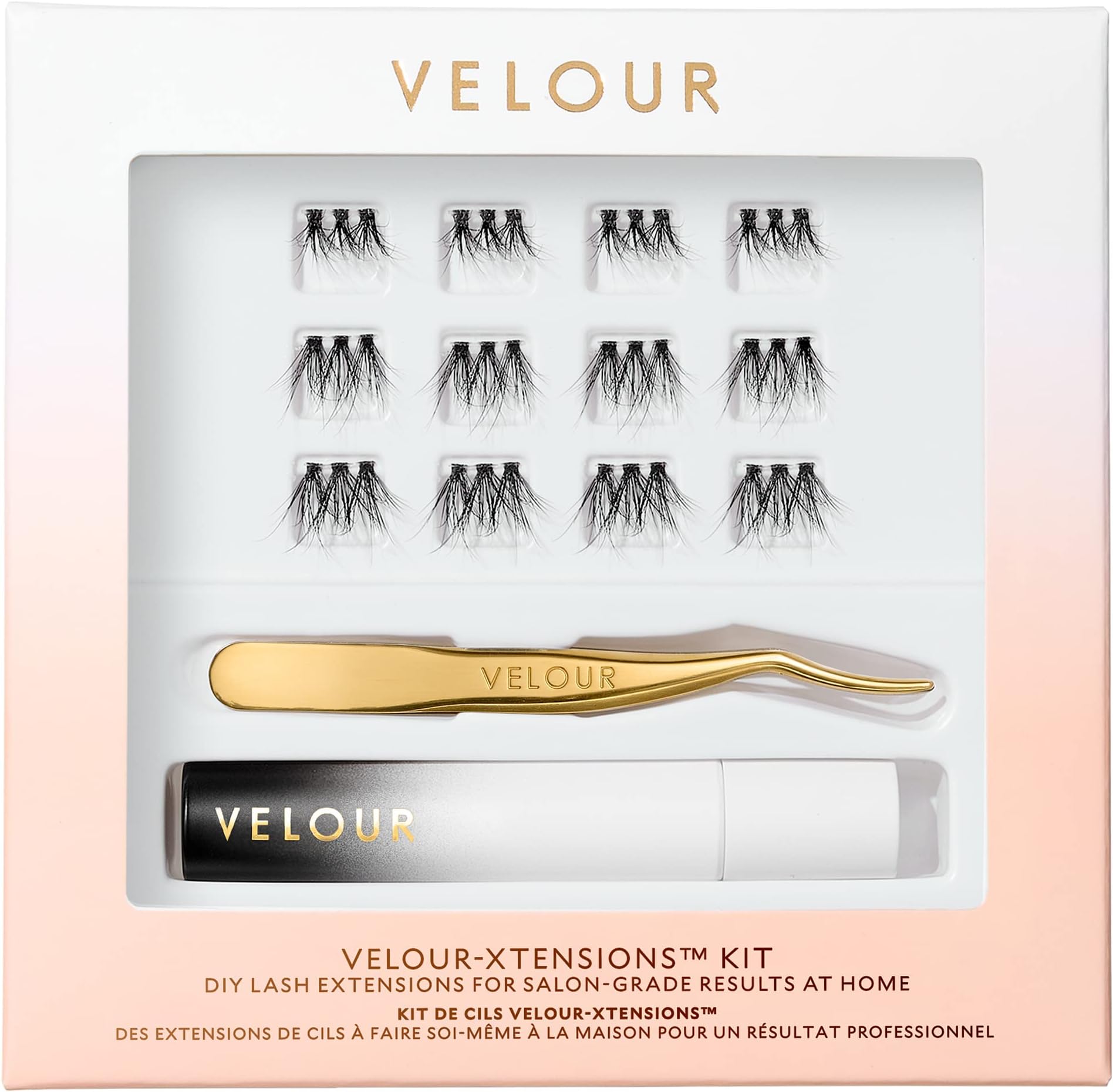 Xtensionsโข Lash Clusters Kit, DIY Lash Extension Set at Home, Salon Quality Lashes in 10 Minute, Includes 12 Eyelash Clusters (10mm-14mm) + Lash Bond + Lash Applicator, Individual Lashes Kit