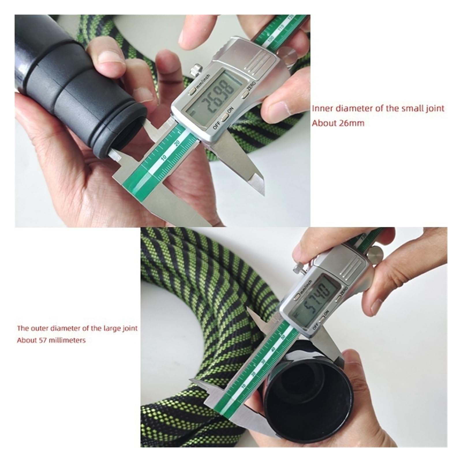 Tubo Flessibile Antistatico per Aspiratore，compatibile con FESTOOL，compatibile con Mirka, Nero e Verde, 26mm Diametro Interno, 57mm Diametro Esterno, Materiale TPE Rinforzato (1PCS 3.5M)