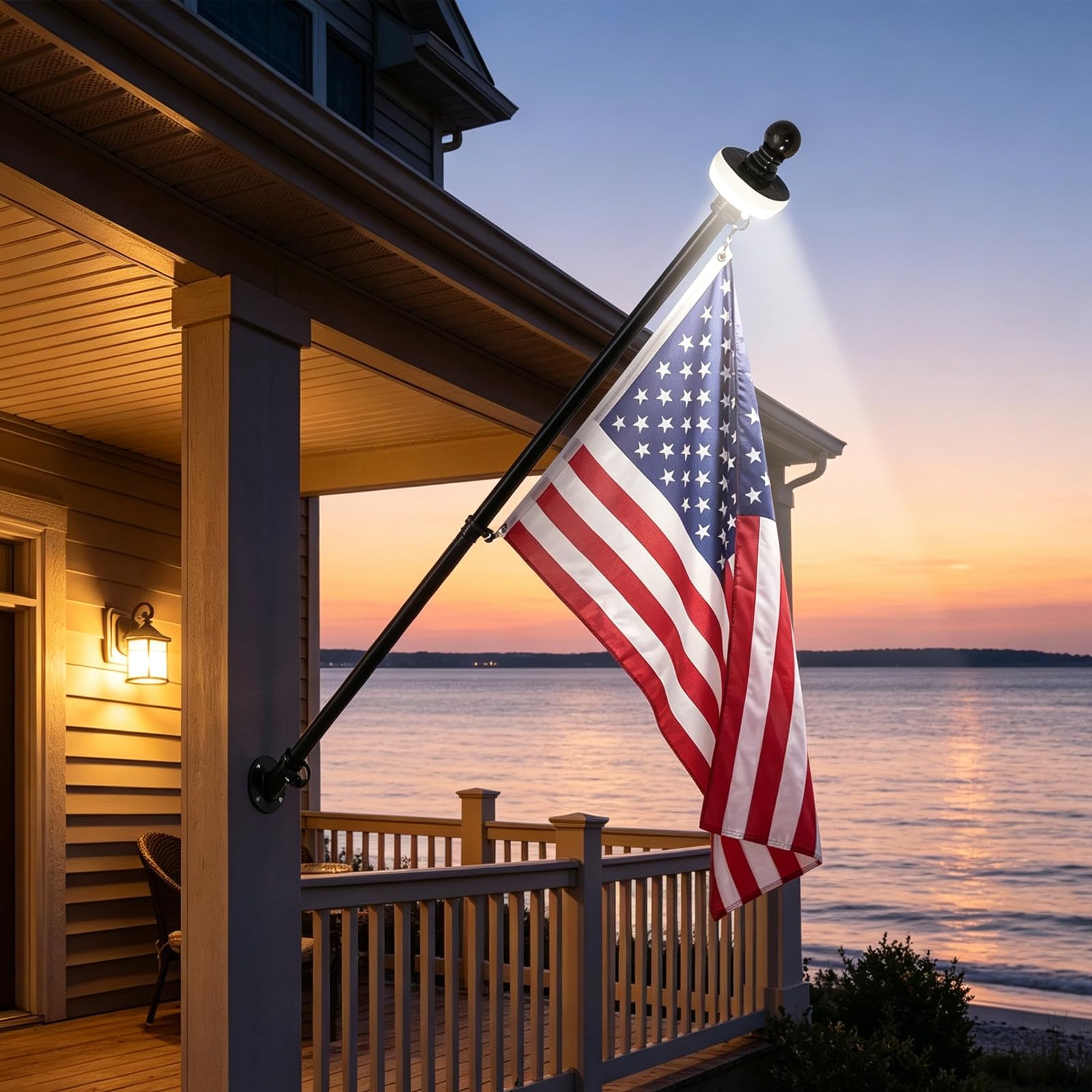 Lampe Solaire LED pour mât de Drapeau, Compatible avec Les Drapeaux