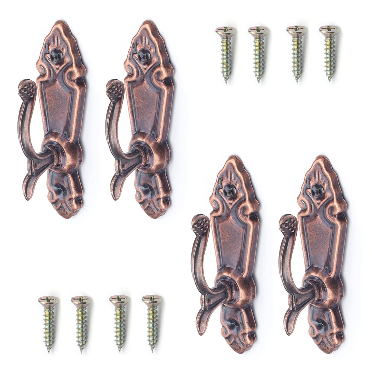 Mromax Copper Tone Durable Curtain Hooks Wall Mounted Retro Utility Hook For Coat Towel Key Hat 3.15" X 0.87"(L X W) Red Patina Tone 2Pcs