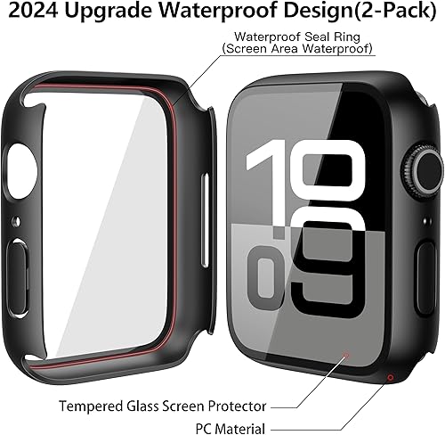 Miniatura 13 de Misxi [Paquete de 2] - Funda impermeable con botón para Apple Watch Series 6, SE, Series 5, Series 4 de 40 mm, funda protectora anticaídas de 1