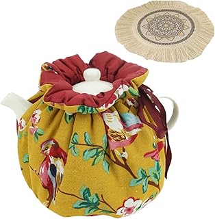 KKEKOS Vintage Floral Tea Cozy with Cup Mat