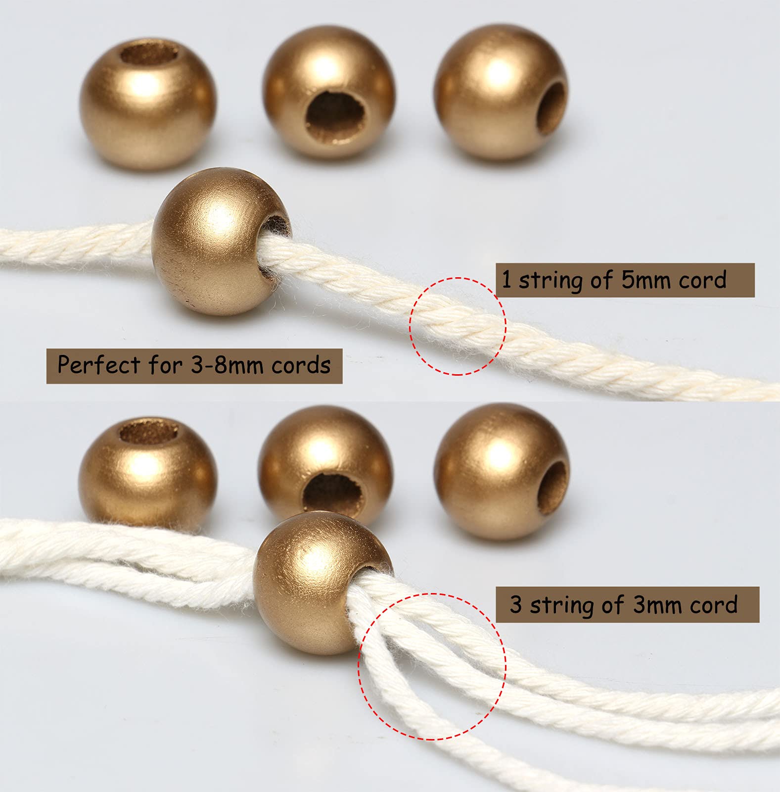 50 cuentas de madera de 20 mm, cuentas de macramé de madera de 50 cuentas de madera de 20 mm, cuentas de macramé de madera de