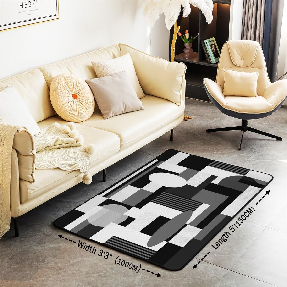 Feelyou Geometric Area Rug 3x5 Living Room Boys Girls Teens image 2