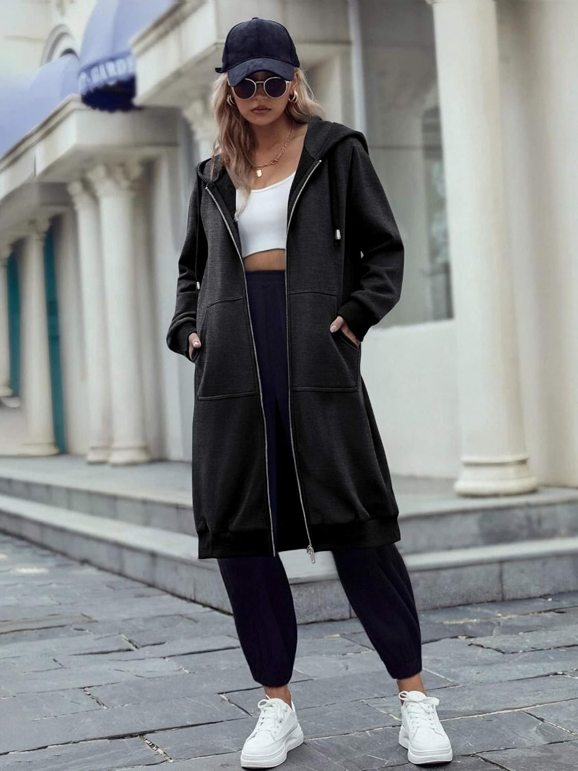 ELESOL Women Casual Zip up Fleece Hoodies Tunic Sweatshirt Long Hoodie Jacket S-XXXL - Image 5