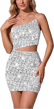 Womens Sparkly Sequin Dress Tube Mini Glitter Cocktail Disco Holiday Prom Homecoming Party Bodycon Dresses