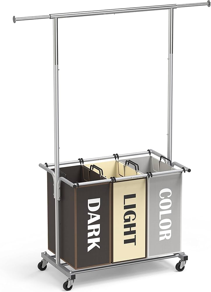 Amazon.com: Simple Houseware 3-Bag Laundry Sorter with Extensible