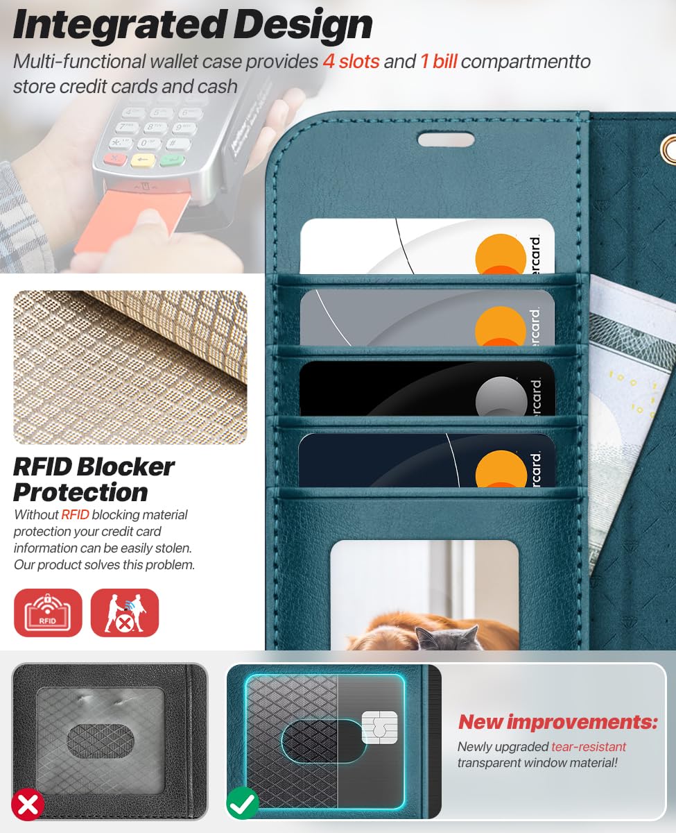 OCASE mobiele telefoonhoesje voor iPhone Air Hoesje Afneembaar 2-in-1 Magnetisch Premium PU-leer Klaphoesje Draadloos opladen Kaartvak RFID Standfunctie Beschermhoes voor iPhone Air – Blauw