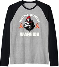 MS Multiple Sclerosis Warrior Ribbon MS Fighter Family Group Raglan Baseball Tee