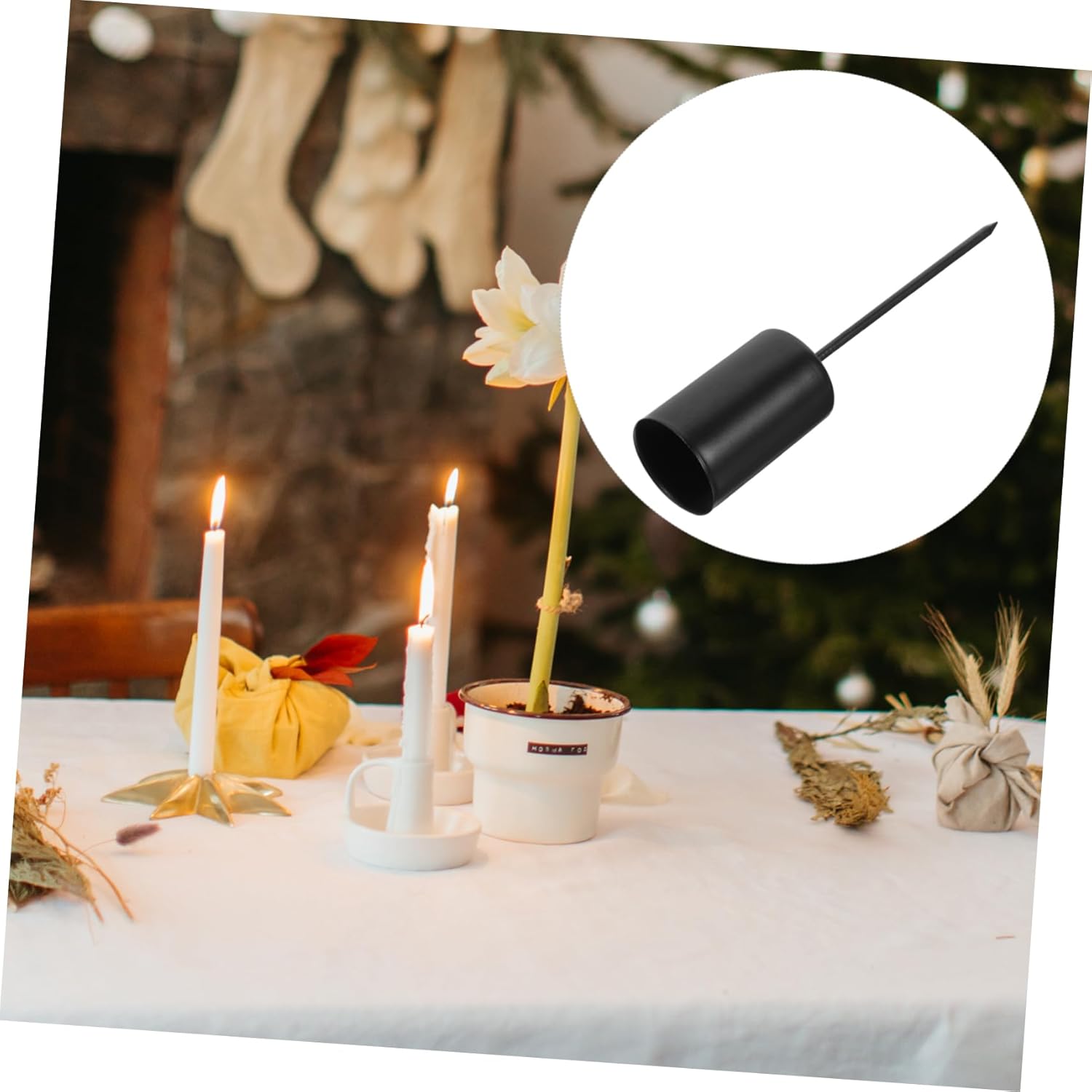 Cabilock 20pcs Candle Holder Cups for Christmas Tree Decoration Iron Candle Holders Spike for Easy Attachment for Dining Table and Holiday Parties