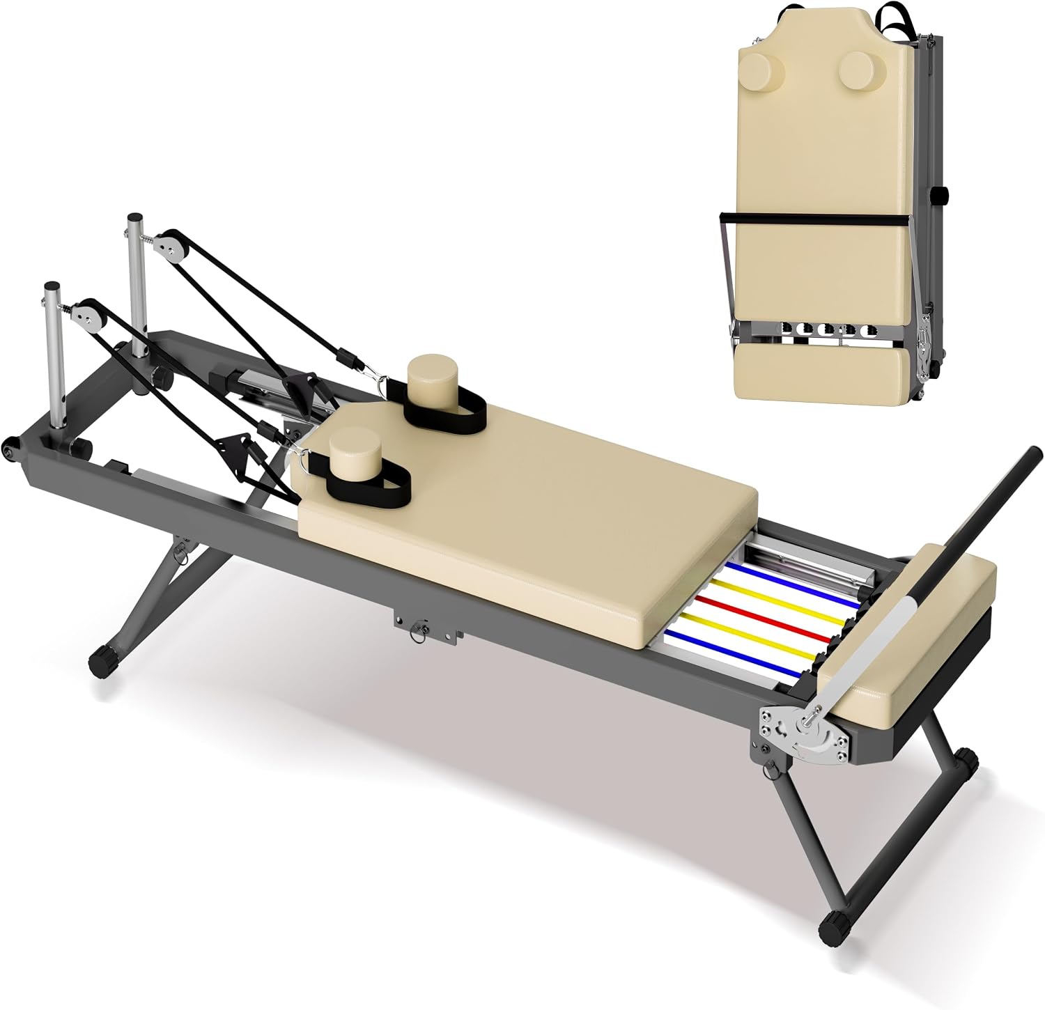 SogesPower Pilates Reformer Machine for Home Gym Workout, Foldable Pilates Equipment with High Strength Alloy Springs for Beginners, Up to 330lbs Weight Capacity