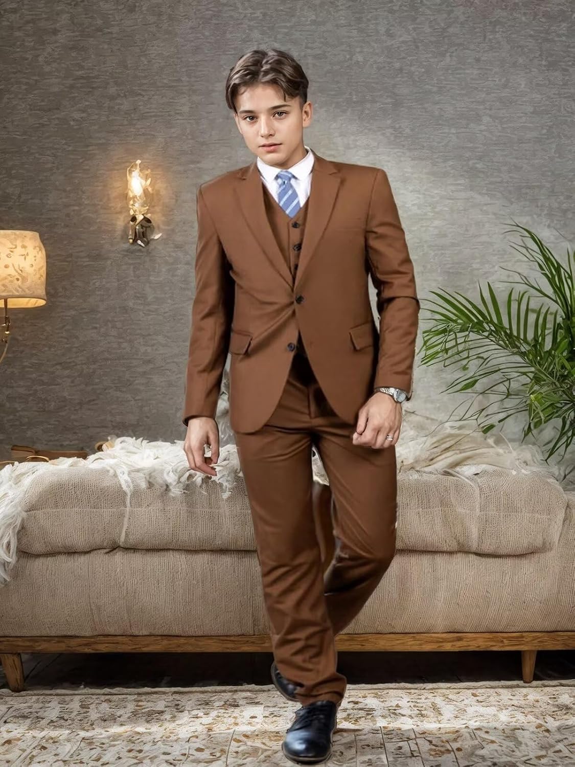 Boys Tuxedo Suit Slim Fit 3 Piece Suit Kids Formal Suit for Boys Jacket Blazer Pants Vest Set