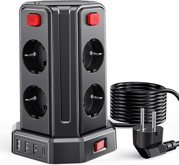 Sameriver Tower Power Strip avec 8 Sockets