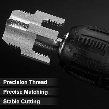 Integrated Internal & External Pipe Threading Tool, Internal & External Threading for 1/2 3/4 PVC Pipes, Electric Drill Compatible, Complete Threading Kit for Plumbing & Plastic Pipes