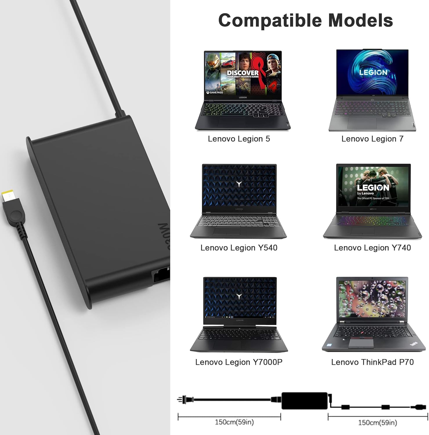 ​Newest Slim 20V 11.5A 230W Legion 5 Charger Compatible with Lenovo Legion 5 7 Y540 Y545 Y730 Y740 Y900 Y910 Y7000 Thinkpad P51 P52 P53 P71 P72 P73 ADL230NLC3A ADL230NDC3A 01FR046 01FR044 AC Adapter