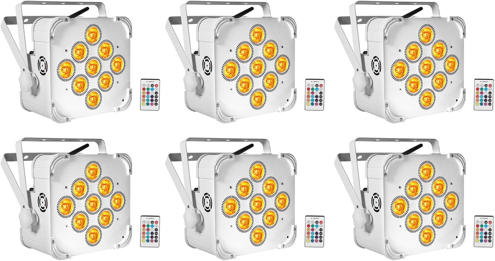 6 Rockville Best PAR 60 White Rechargeable Wash Up-Lights Wireless DMX+RGBWA+UV