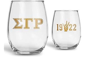 Sigma Gamma Rho Paraphernalia: Stemless Wine Glasses with Gold Ink