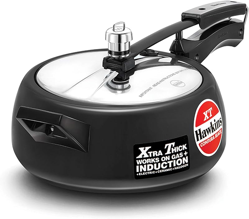 Hawkins Pressure Cooker Contura Hard Anodized Extra Thick Base for Induction, 3.5 L (Black)