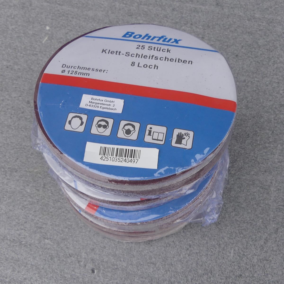 100 dischi abrasivi KleTT Ø 125 mm con 8 fori, grana P240, carta vetrata per cartongesso a collo lungo, levigatrice eccentrica, Bosch FUX