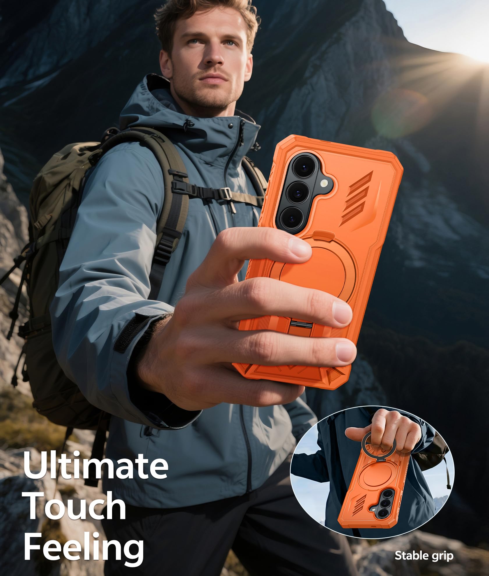 FNTCASE Funda para Samsung Galaxy S26 con 2 marcos frontales | Soporte de anillo magnético, protector de pantalla integrado, protección de grado militar resistente