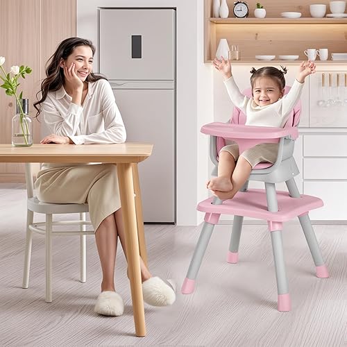 Miniatura 6 de Kinder King Silla alta 8 en 1 para bebé, fundas para asiento elevador de comedor, juego de mesa y silla para niños, mesa de bloques de construcción