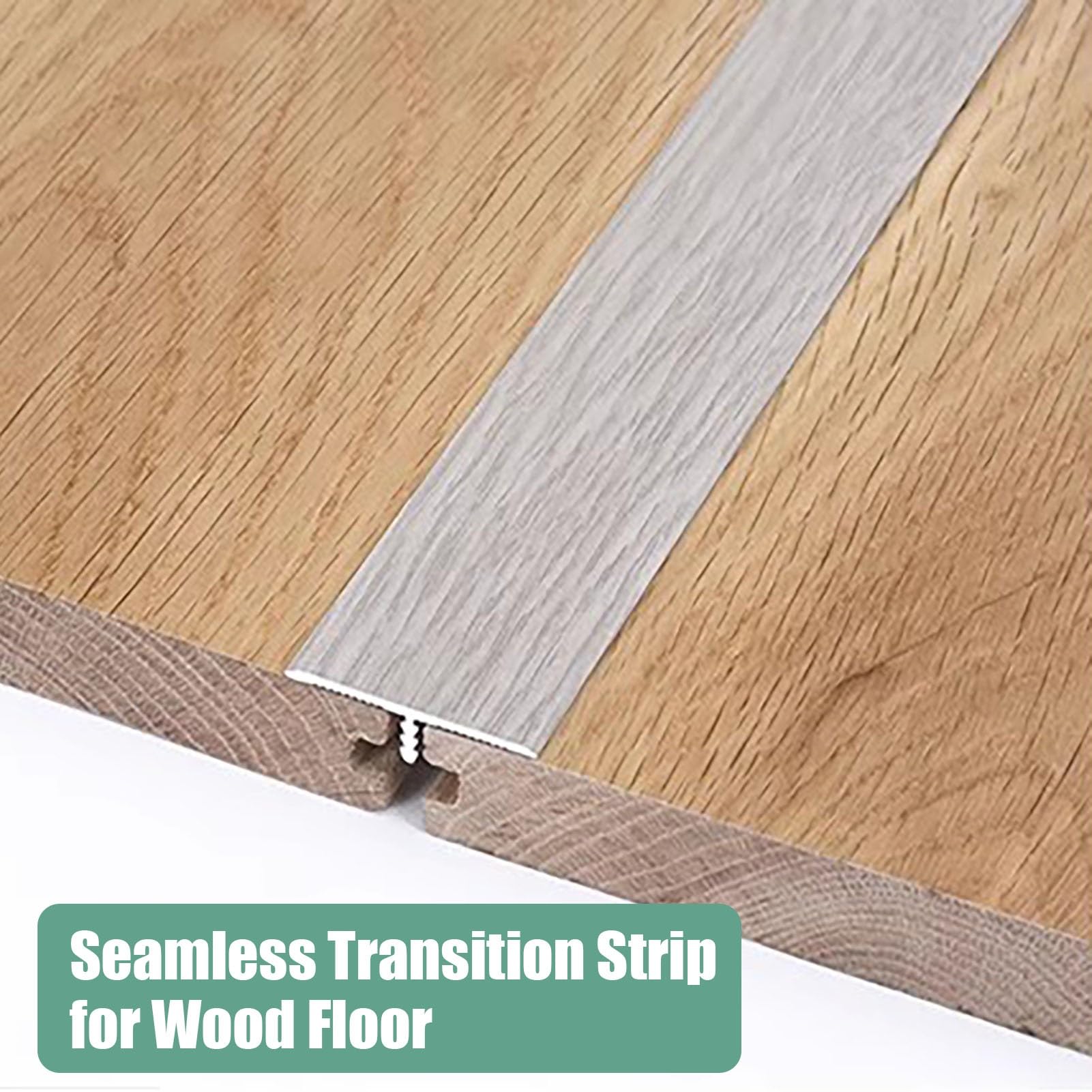 Vibeo Barre de Seuil Moulure de Transition pour Plancher Imitation Bois, Lot de 3 Bordures de Transition Métalliques, Seuil Intérieur Jointure des Joints de Plancher(Style E)