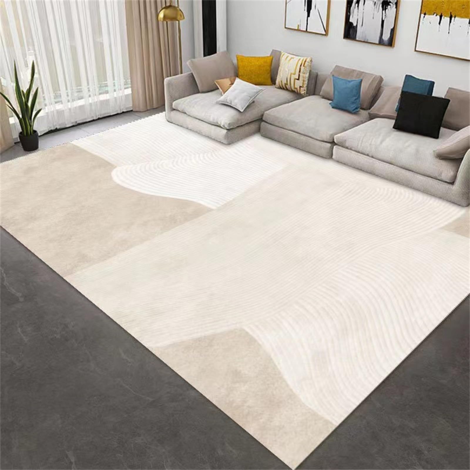 DJHWWD Large Living Room Rugs Carpet Kitchen Living Room Carpet Rectangular Sofa Coffee Table Blanket Beige Fireside Rug 200X300cm