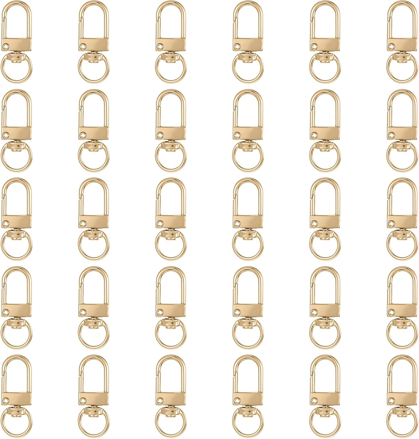 Xindojuz 30 PCS Metal Lobster Claw Clasps for Keychains and Jewelry Making, 360° Swivel Lanyards Snap Hooks Strap with Key Rings, Key Chains Connector Purses Straps Bag Charm DIY Accessories (Gold)