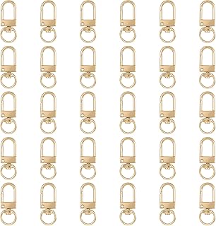 Xindojuz 30 PCS Metal Lobster Claw Clasps for Keychains and Jewelry Making, 360° Swivel Lanyards Snap Hooks Strap with Key Rings, Key Chains Connector Purses Straps Bag Charm DIY Accessories (Gold)