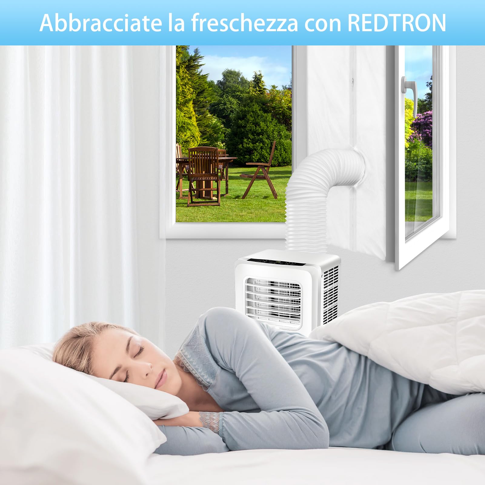 REDTRON 300CM Guarnizione Universale per Finestre per Condizionatore Portatile, Asciugatrice, AirLock Per Tutti Condizionatori Portatili, Facile da Montare Con zip, Hot Air Stop (Facile da Installare)