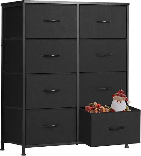 Sweetcrispy Cómoda para dormitorio, cajón alto, organizador de aparador, cajones de almacenamiento, torre de almacenamiento de tela con 8 cajones,