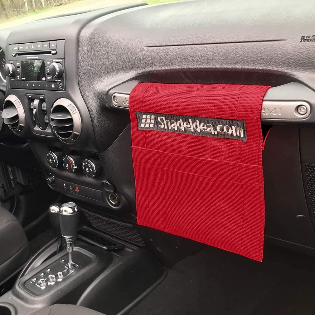 Shadeidea JK Sun Shade Top Compatible with Jeep Wrangler JKU Top Sunshade Soft Mesh Roof Cover (2007-2018)- Wind Noise UV Blocker -10 Year Warranty -2 Door -Cherry Red -Front&Rear (1 Piece)